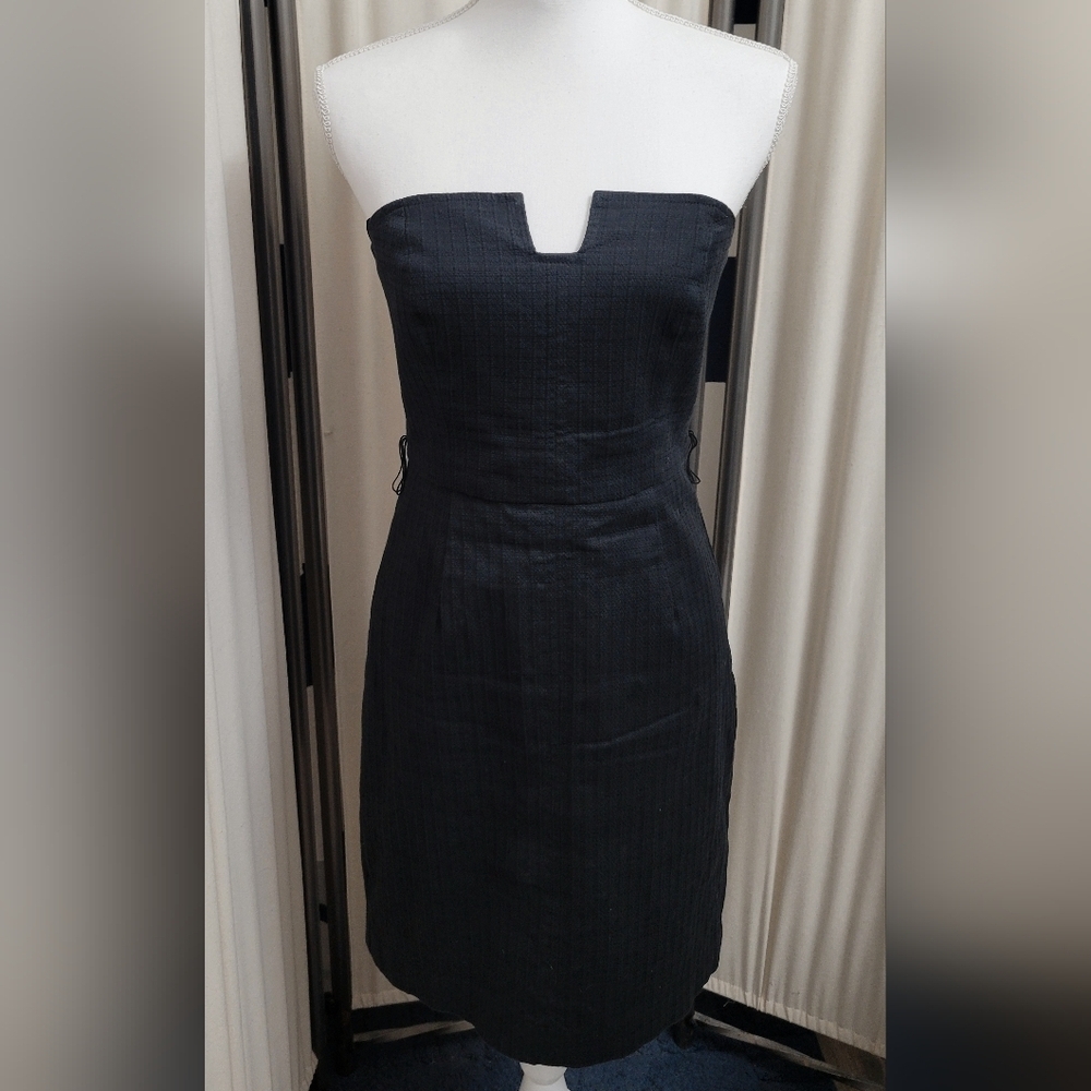 Trina Turk Sleek Black Textured Strapless Lined Dress | Size 6